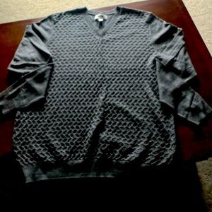 Joseph Aboud Gray Textured V-Neck Sweater XLT